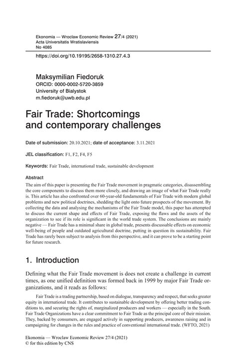 (PDF) Fair Trade: Shortcomings and contemporary challenges.